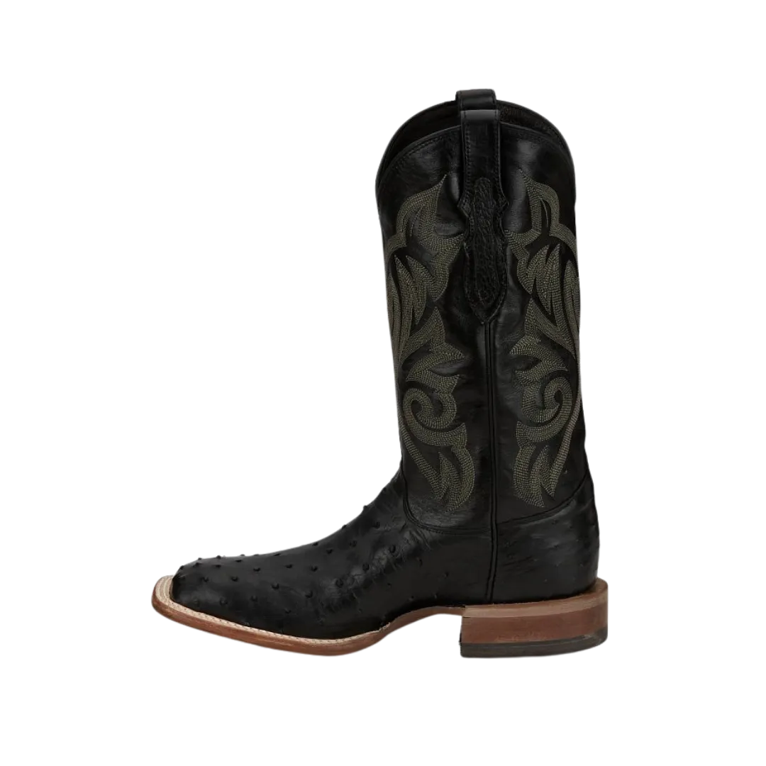 Justin Men's Pascoe Black Full Quill Ostrich Boots