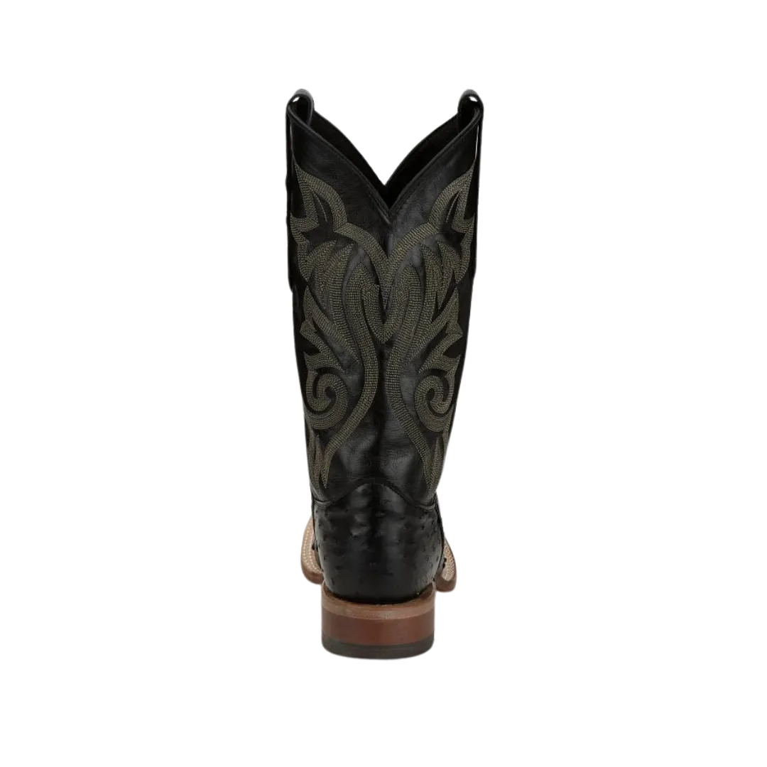 Justin Men's Pascoe Black Full Quill Ostrich Boots