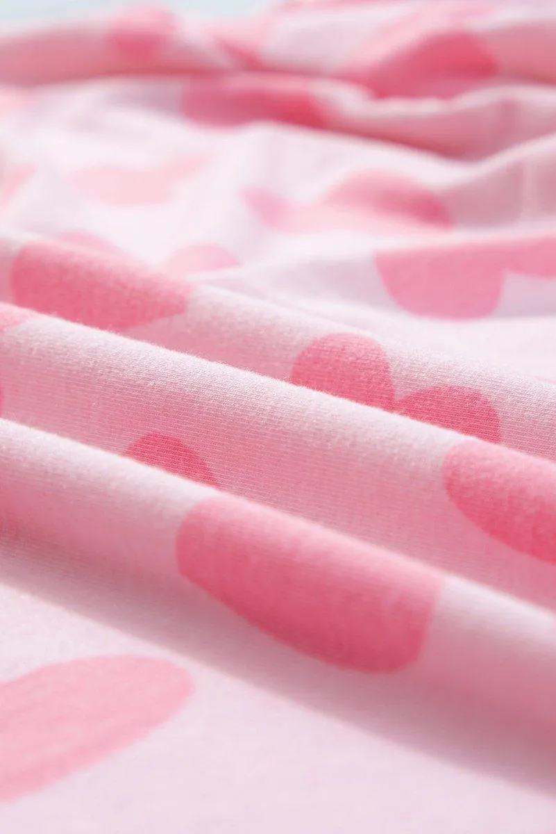 Lots Of Love Pink Valentine Hearts Long Sleeve Shorts Lounge Set