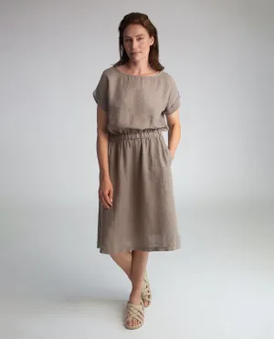 Marissa-May Linen Dress in Olive