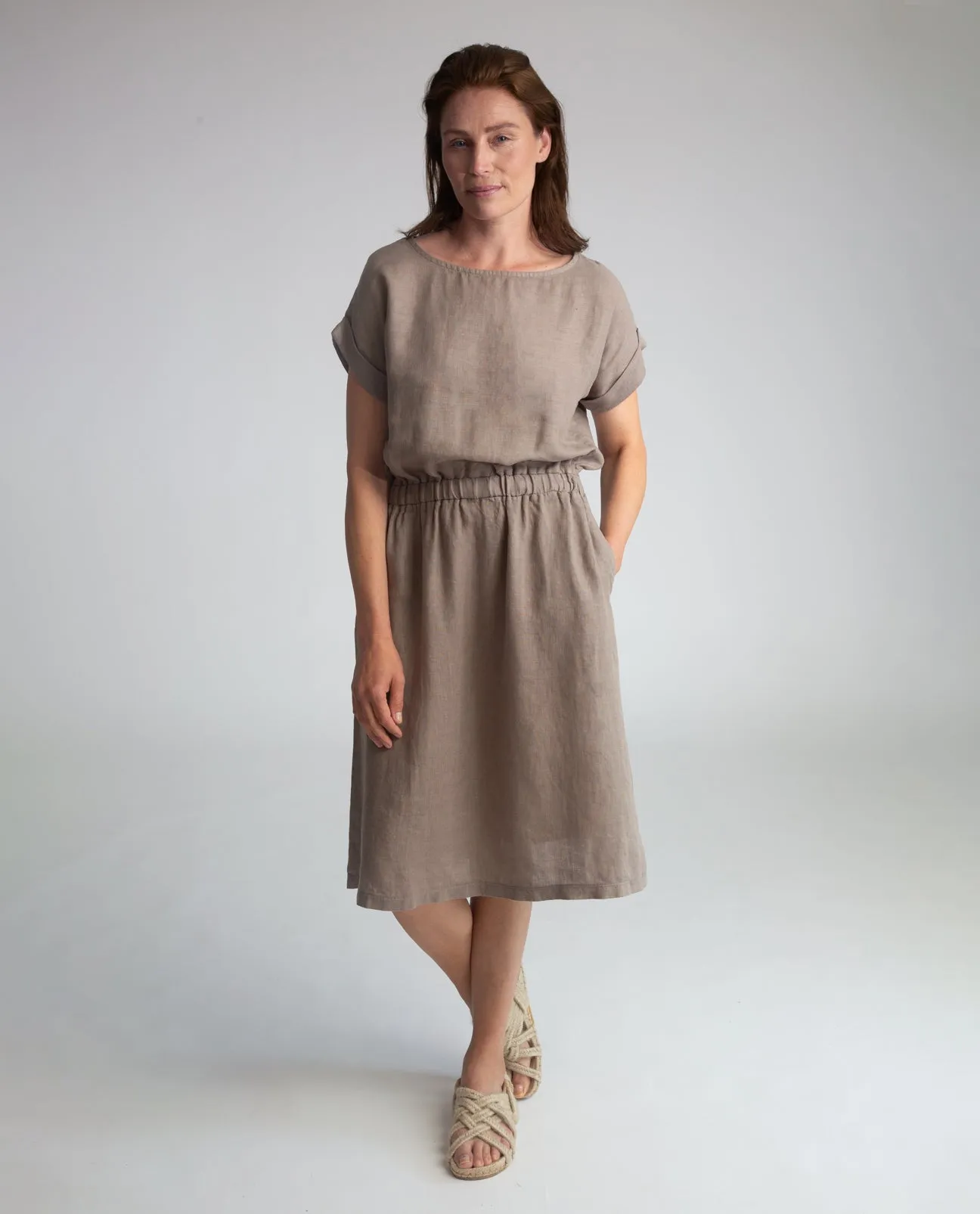 Marissa-May Linen Dress in Olive