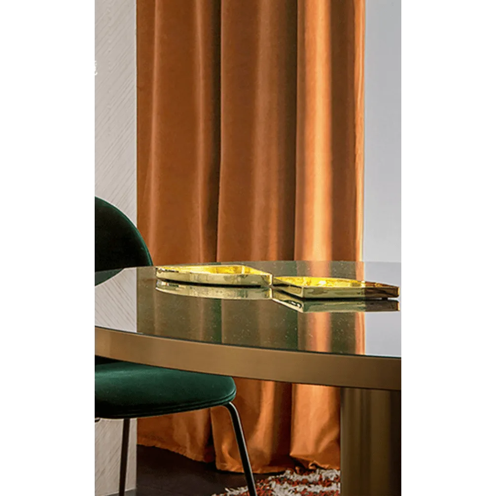 Mila Modern Luxury Velvet Plain Terracotta Orange Curtain