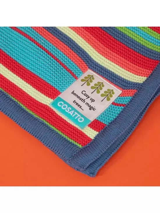 Multi Colour Knitted Stripe Blanket