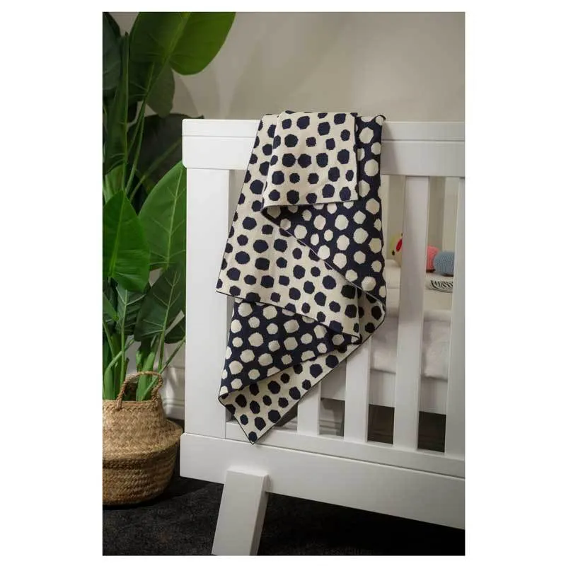 Navy & Cream Spot Cotton Baby Blanket