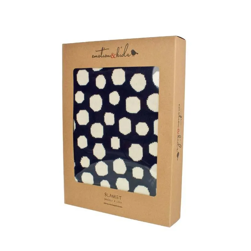 Navy & Cream Spot Cotton Baby Blanket