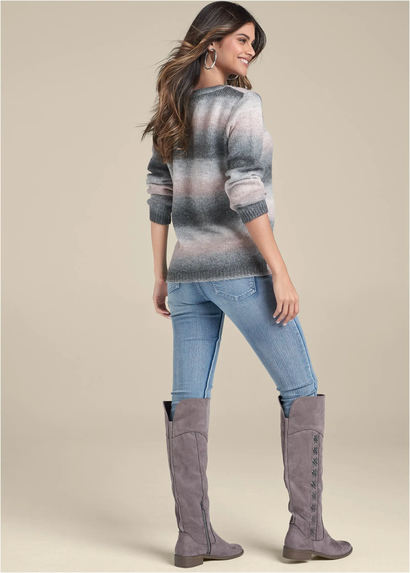 Ombre Stripe Sweater - Pink & Black