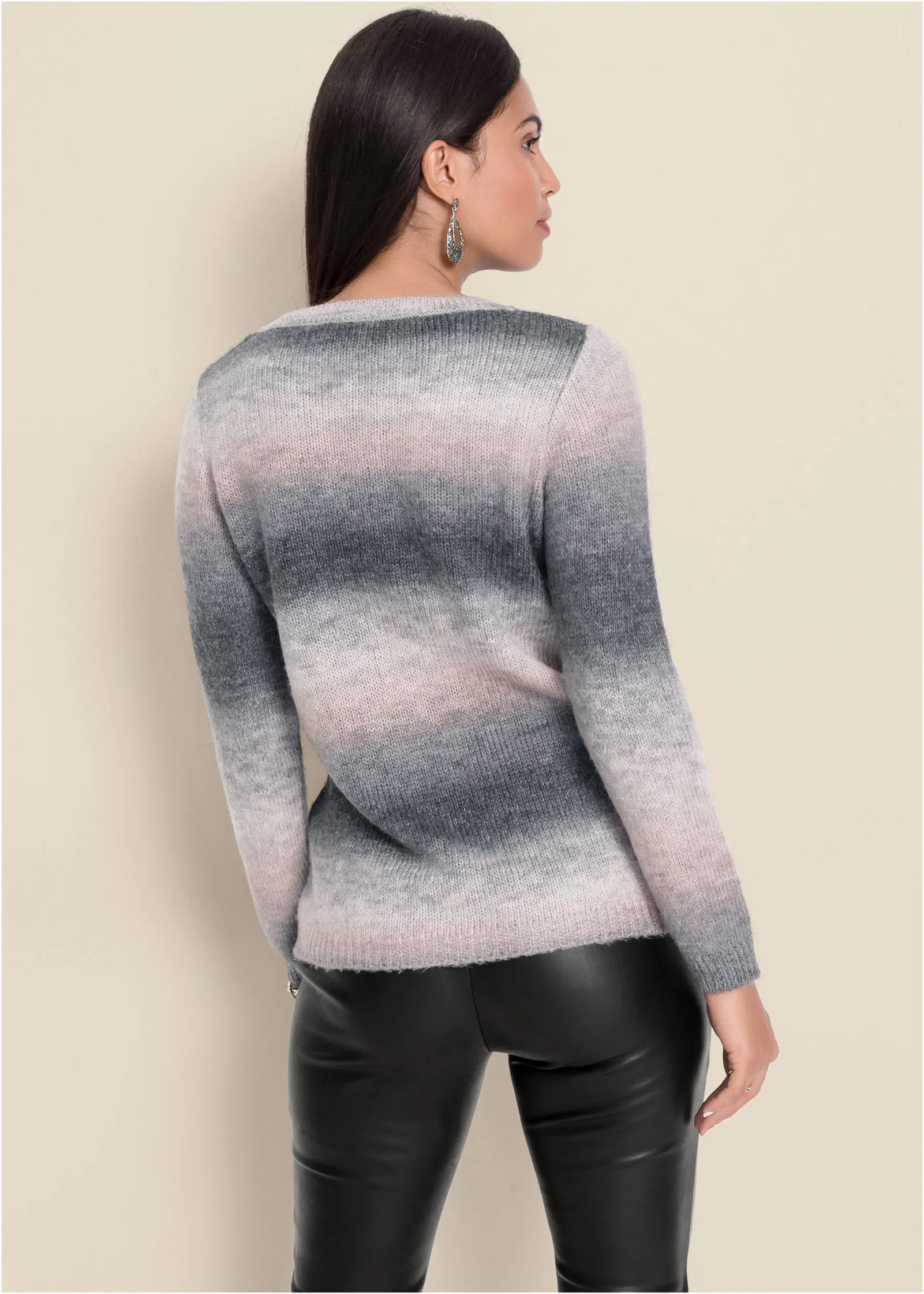 Ombre Stripe Sweater - Pink & Black