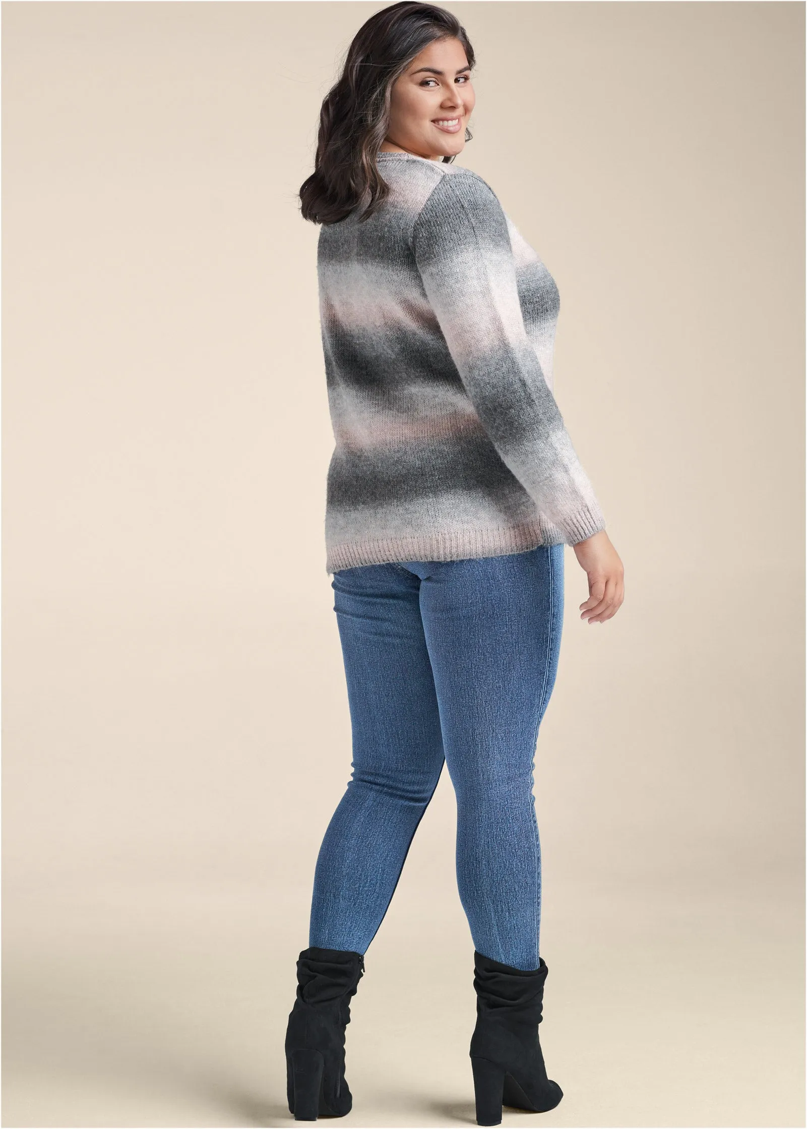 Ombre Stripe Sweater - Pink & Black