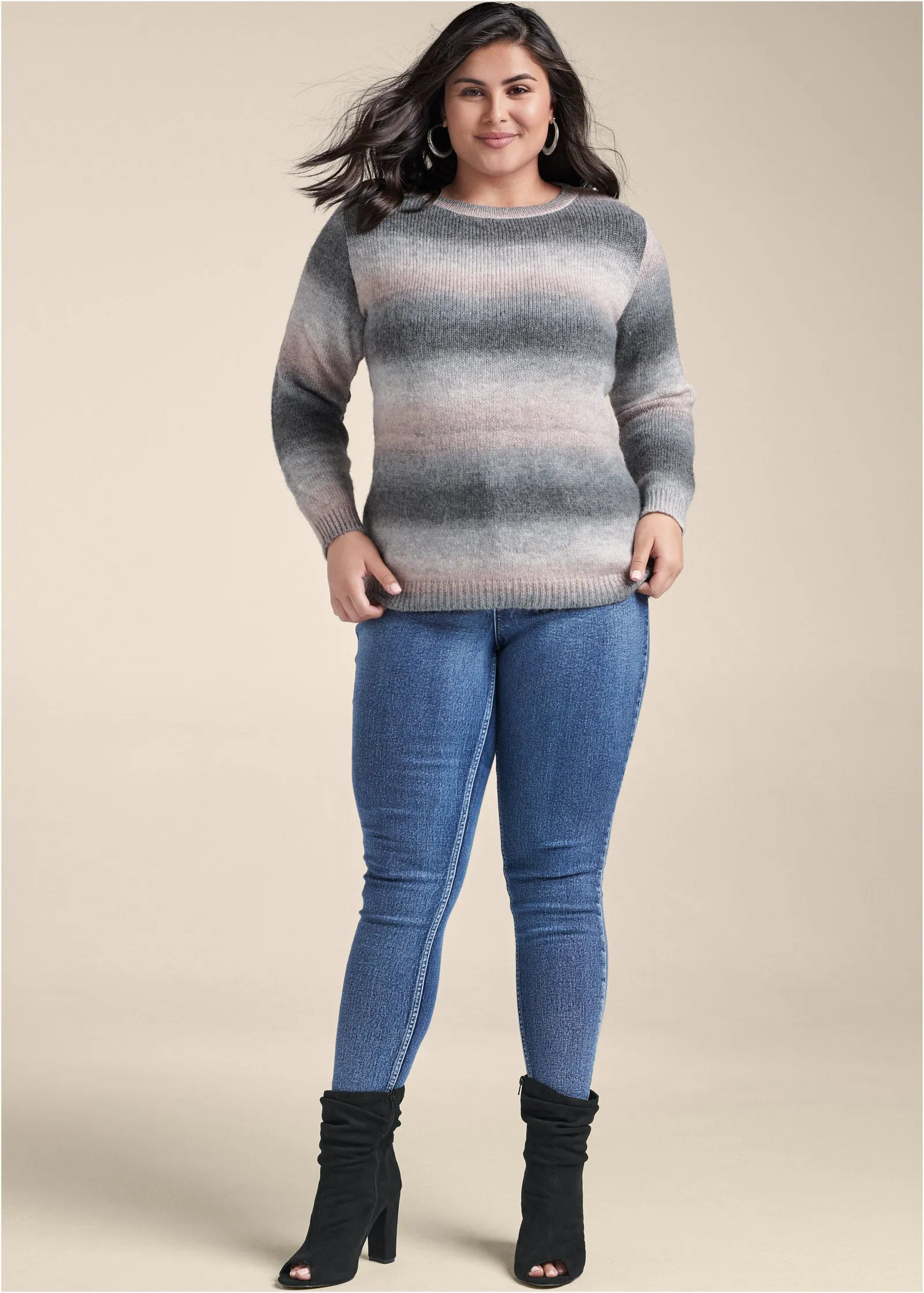Ombre Stripe Sweater - Pink & Black