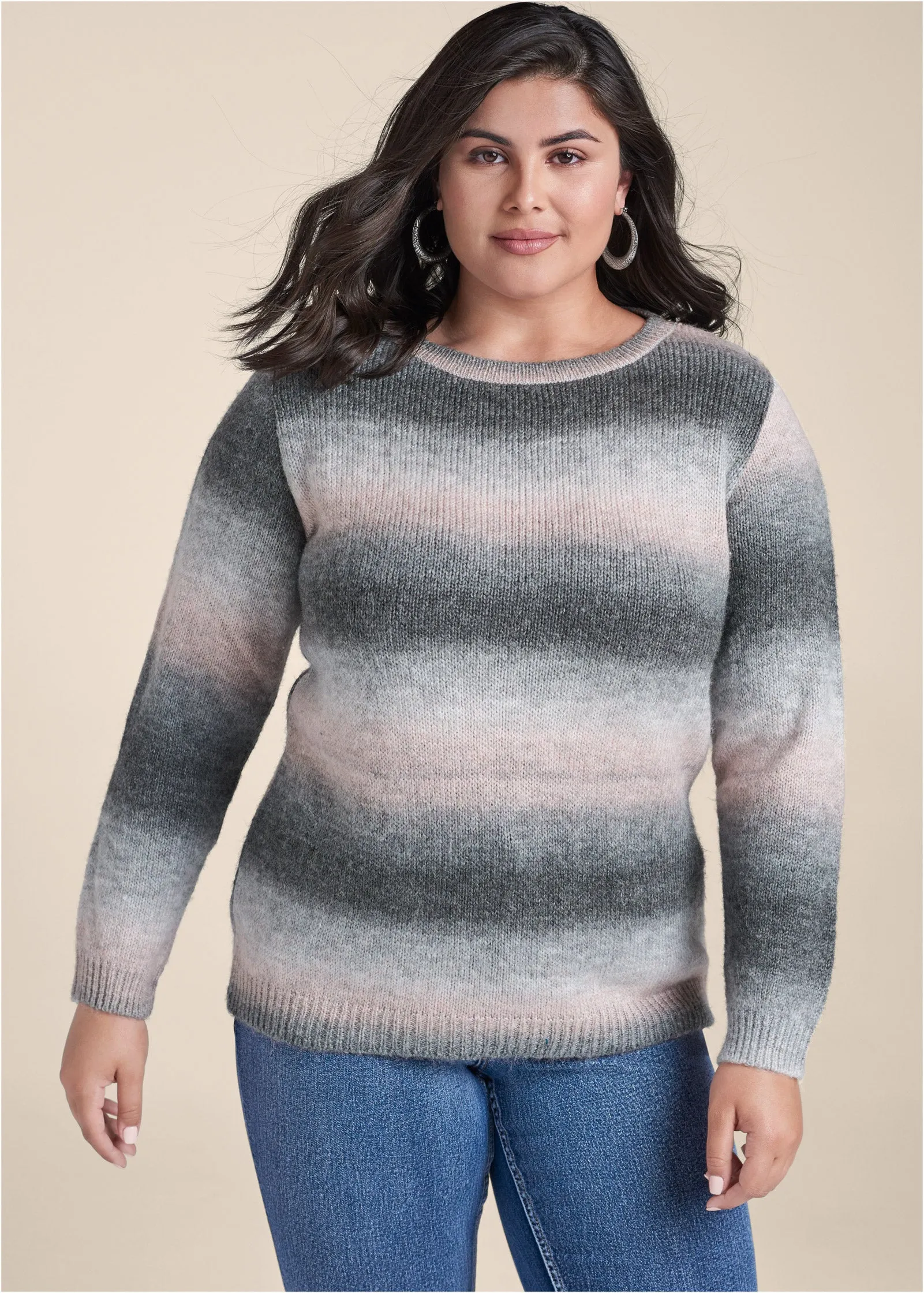 Ombre Stripe Sweater - Pink & Black