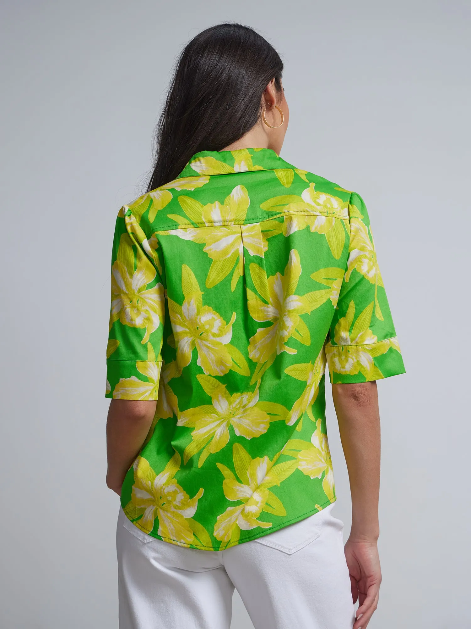 Petite Bold Floral Short-Sleeve Button-Front - NY&C Madison Shirt®