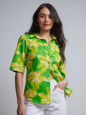 Petite Bold Floral Short-Sleeve Button-Front - NY&C Madison Shirt®