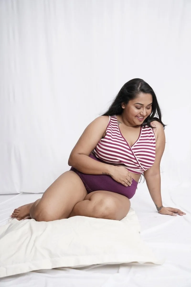 Plum Stripe Organic Cotton Maternity Bralette