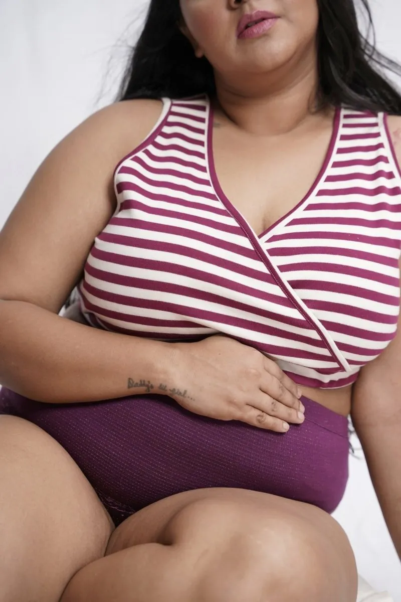 Plum Stripe Organic Cotton Maternity Bralette