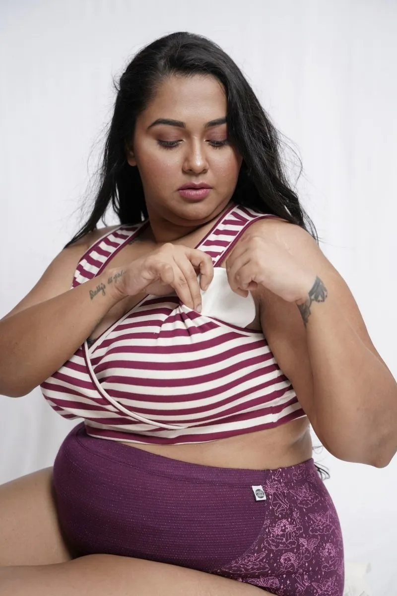 Plum Stripe Organic Cotton Maternity Bralette