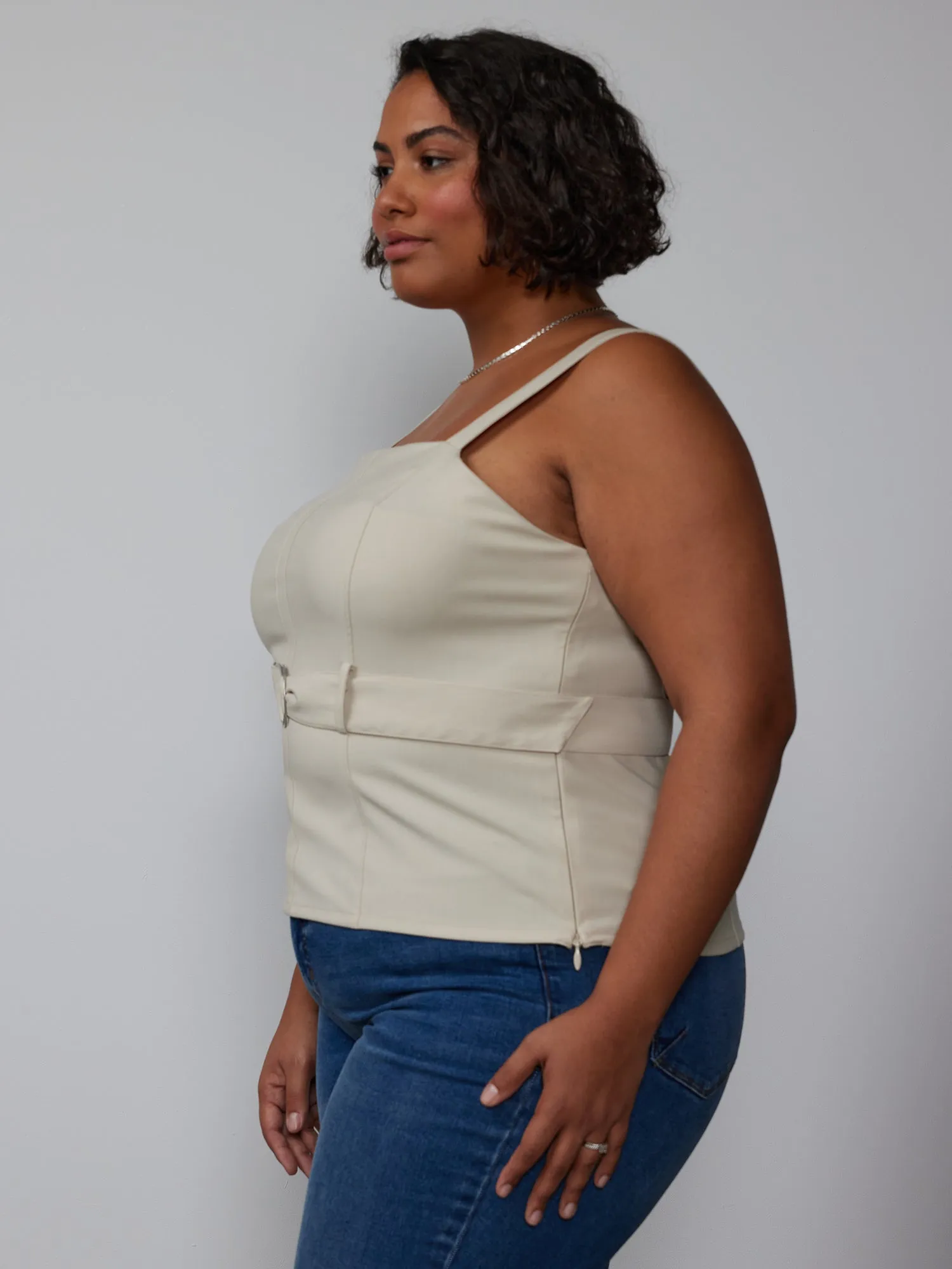 Plus Square Neck Belted Tank Top