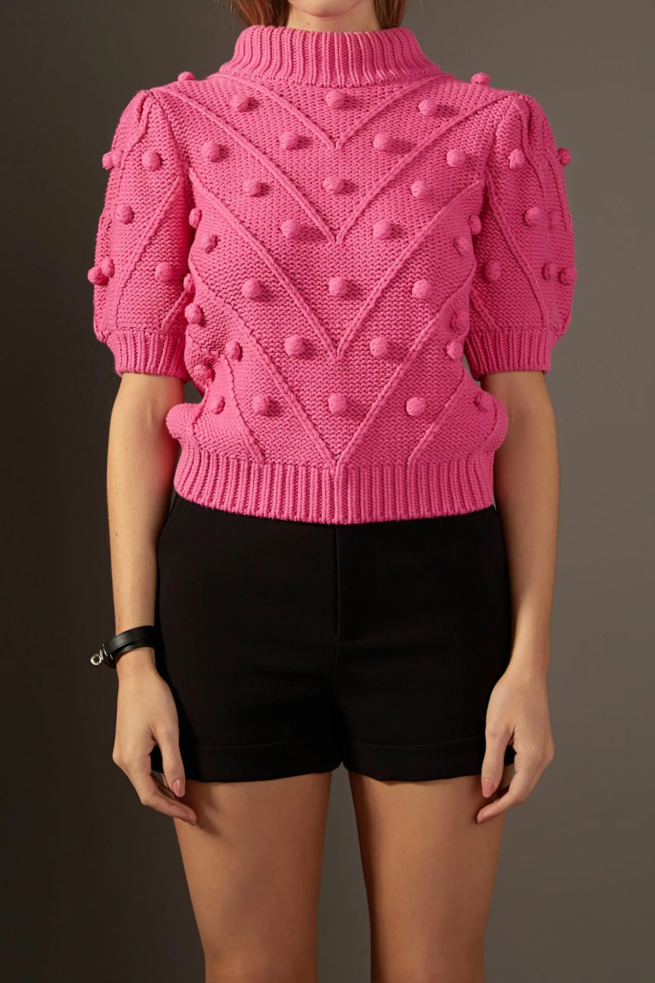 Pom Pom Puff Sleeve Sweater