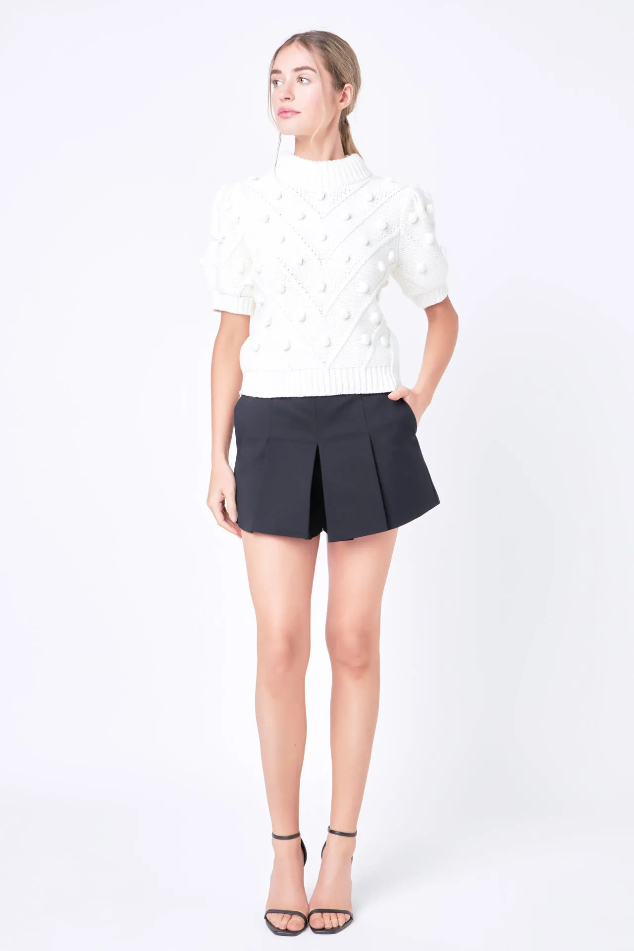 Pom Pom Puff Sleeve Sweater