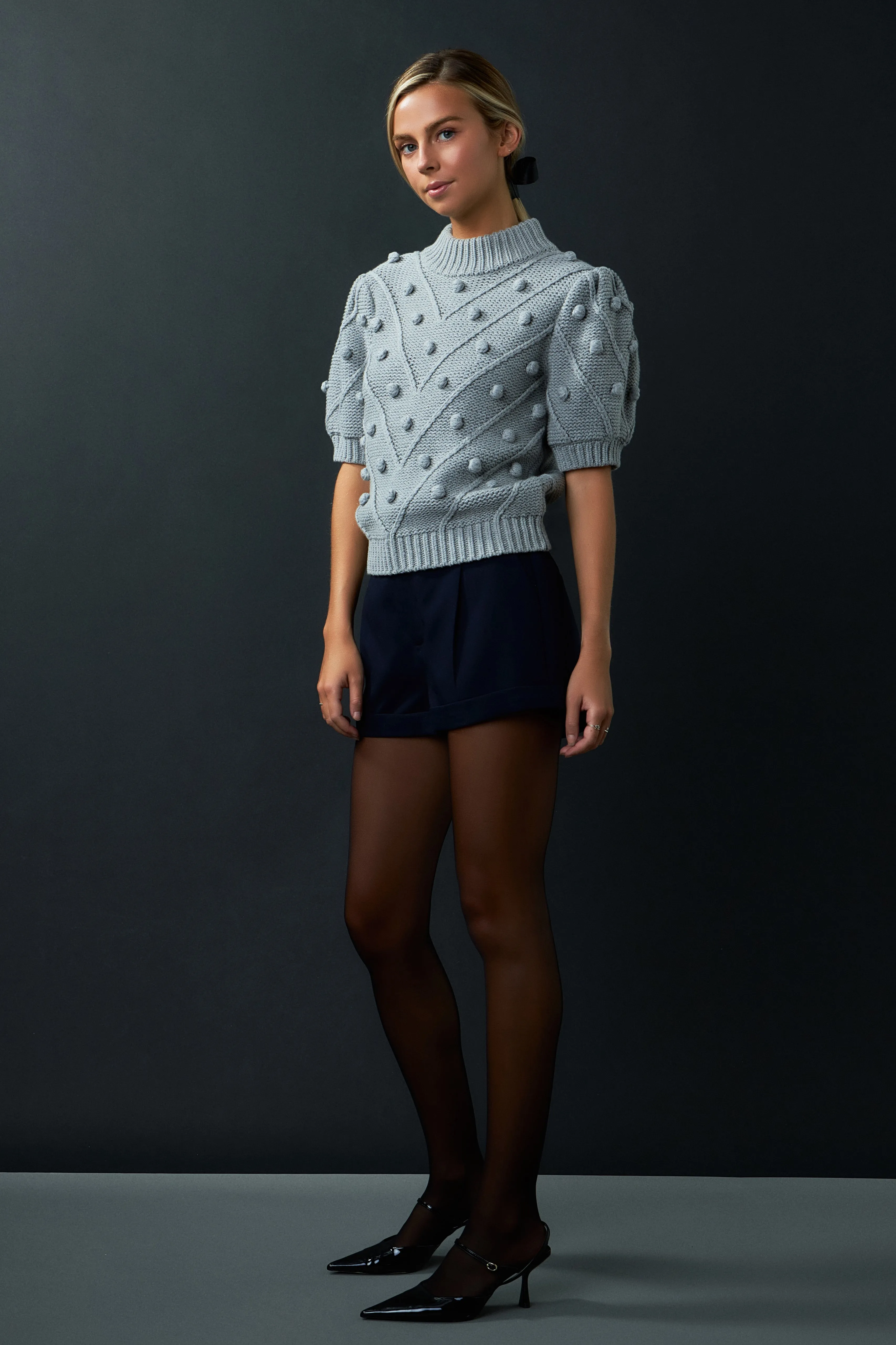 Pom Pom Puff Sleeve Sweater