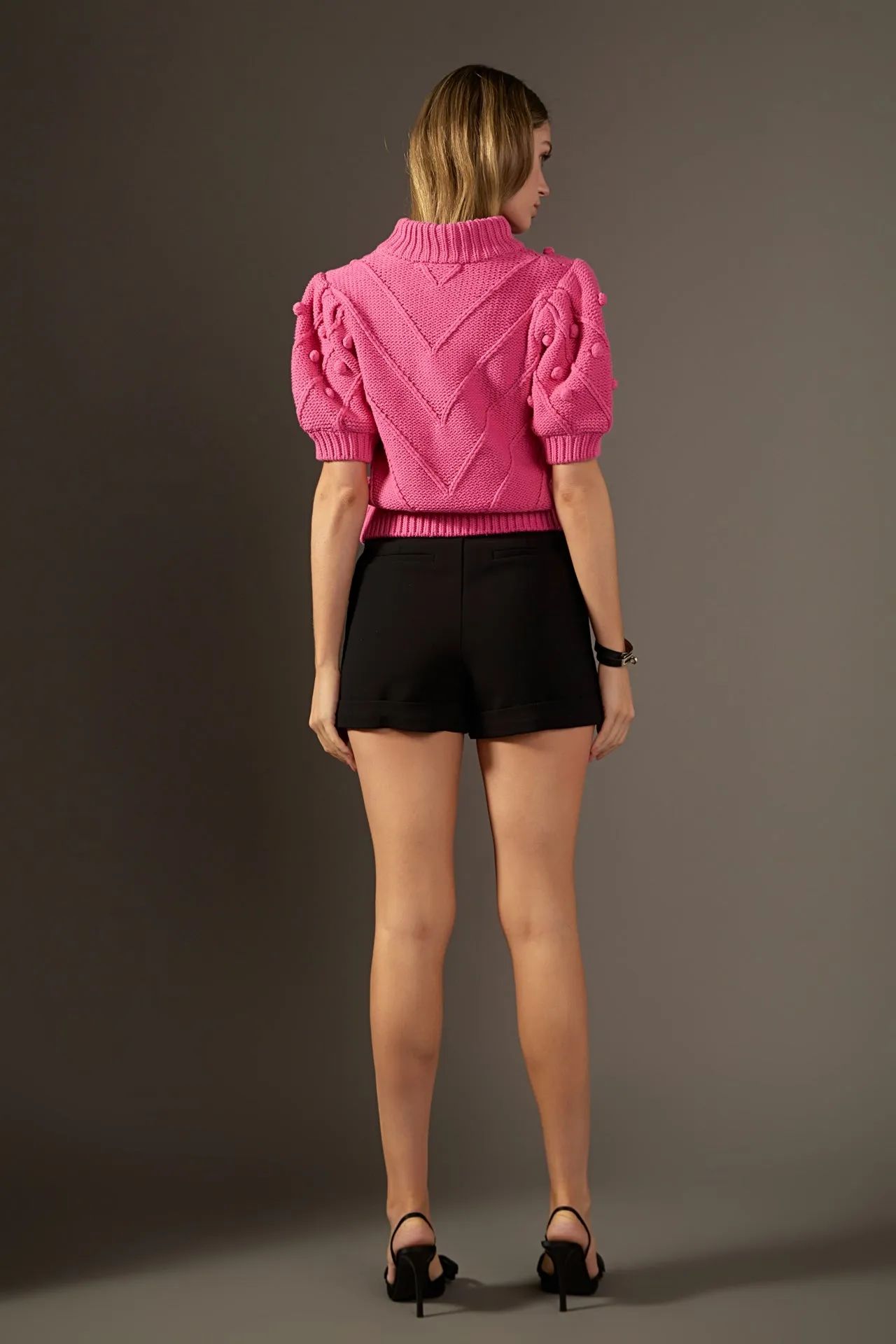 Pom Pom Puff Sleeve Sweater