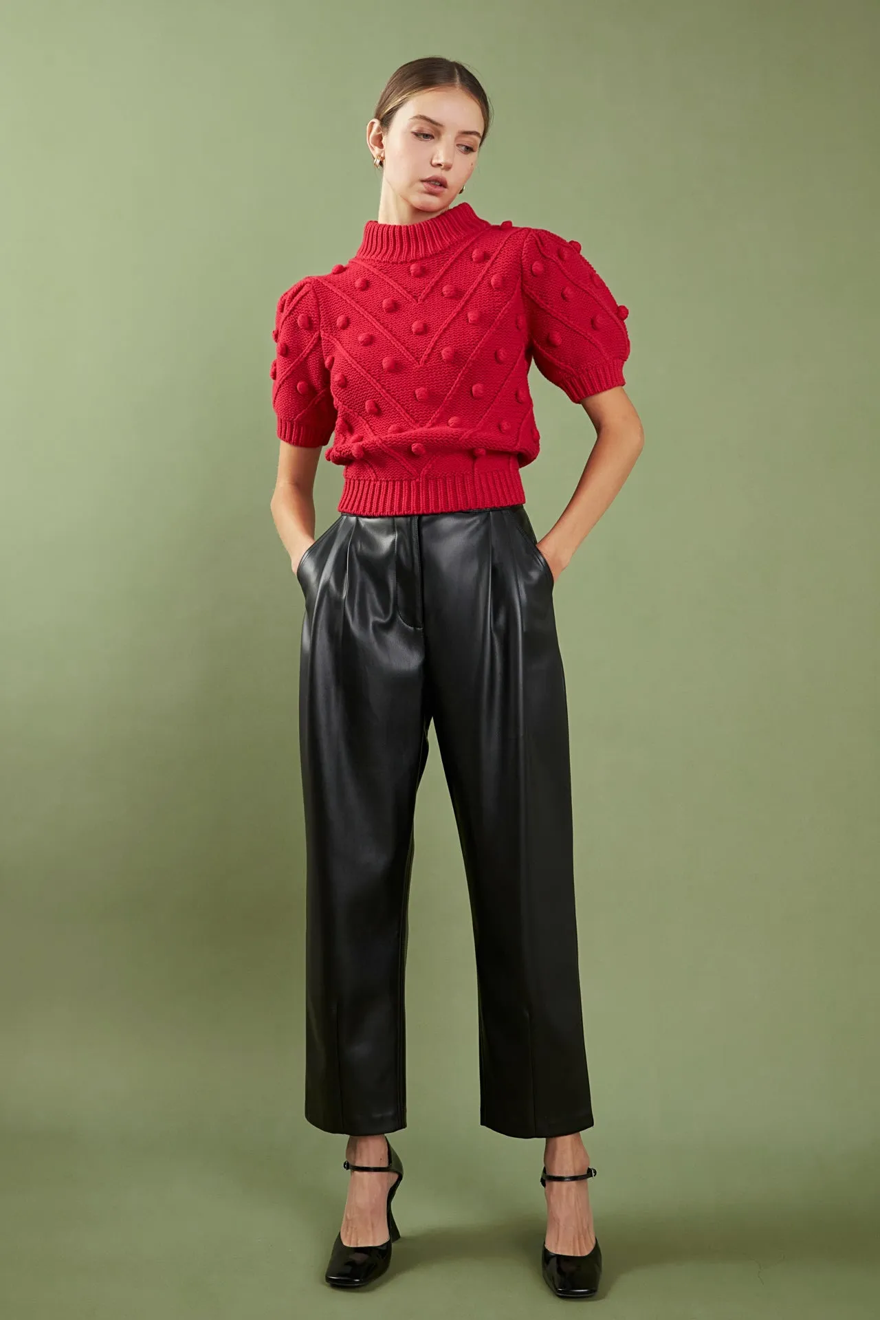 Pom Pom Puff Sleeve Sweater
