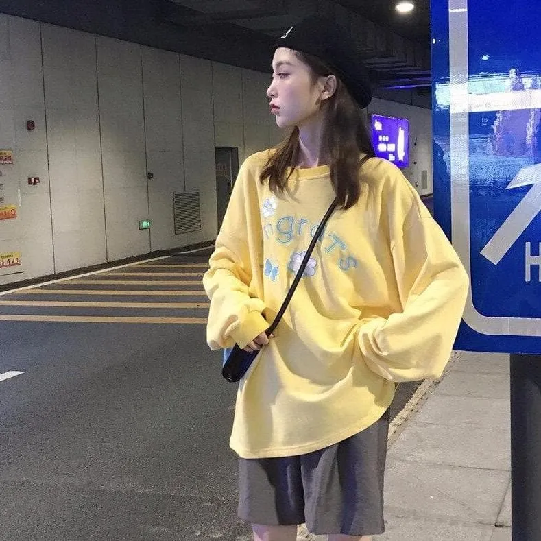"congrats" Sweatshirt With Floral Design