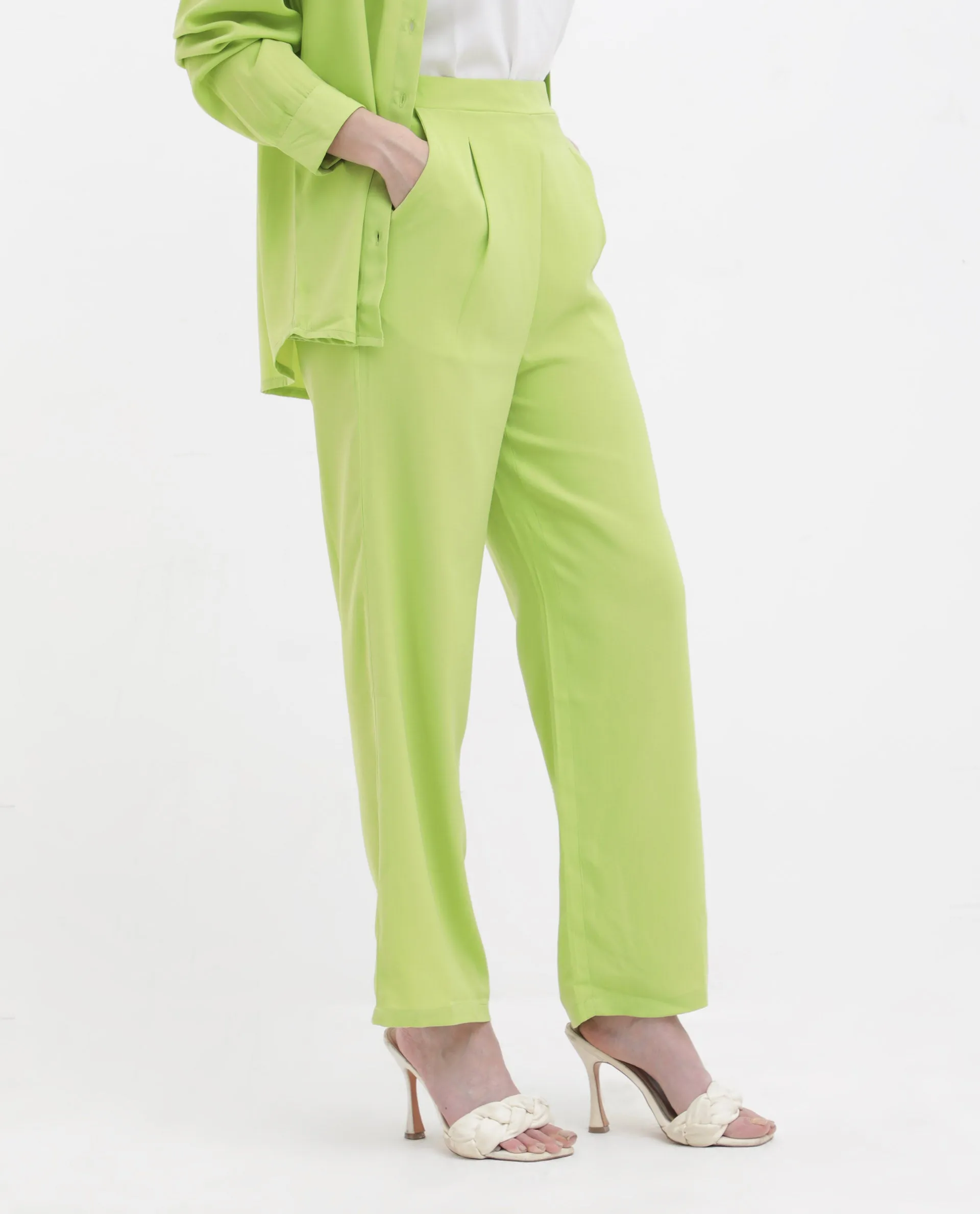 Rareism Womens Serbay Green Trouser Solid