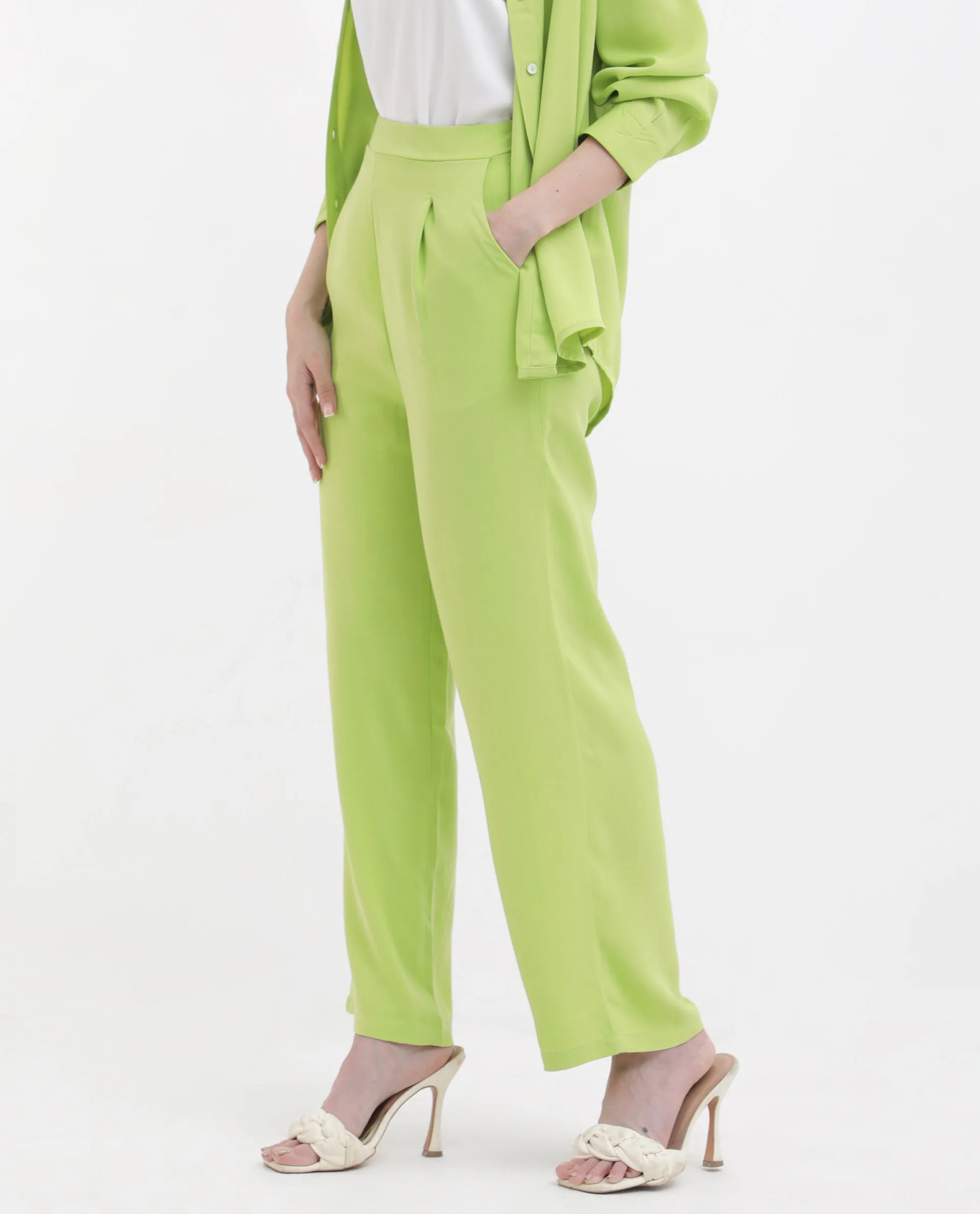 Rareism Womens Serbay Green Trouser Solid