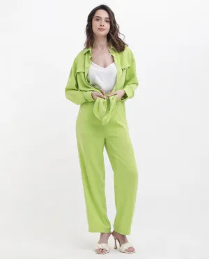 Rareism Womens Serbay Green Trouser Solid