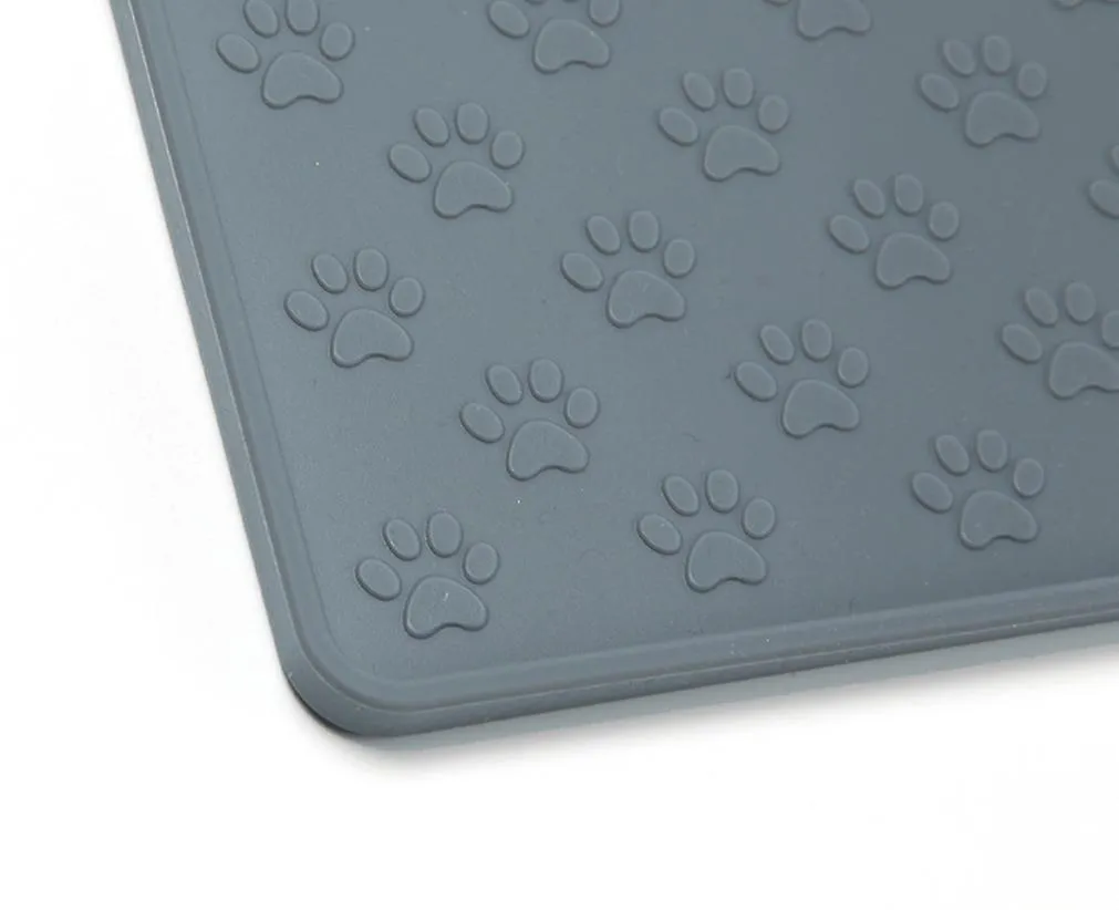 S 48*30cm gray Foldable silicone pet food mat, easy to clean and waterproof car pet mat AZ16044