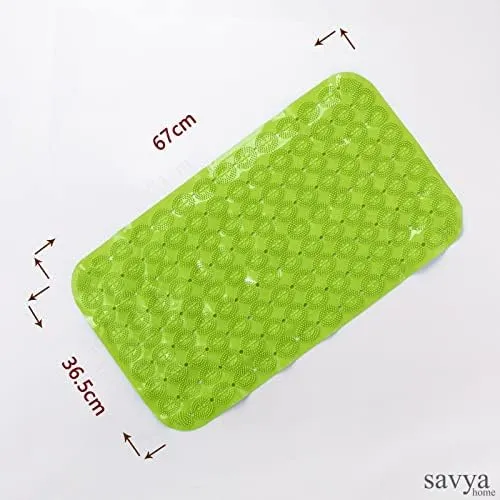 SAVYA HOME Bath Mats | Super Grip Floor Mat | Anti Skid Mat for Bathroom Floor | PVC Shower/Kitchen/Bathroom/Floor Mats | 67x37 cm | Set of 2, Blue & Green