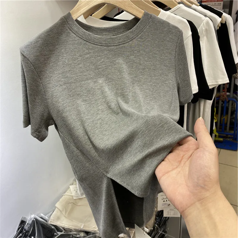 Short Sleeve T-Shirt Women Summer Trendy Hem Splitted Half Sleeved Tops INS T-Shirt