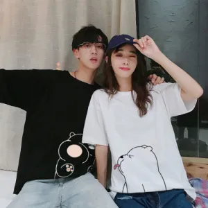 Silk Couple Summer Short Sleeve T-Shirt Trendy Korean Loose Elegant INS Student T-Shirt