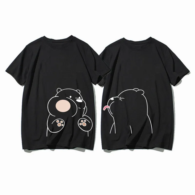 Silk Couple Summer Short Sleeve T-Shirt Trendy Korean Loose Elegant INS Student T-Shirt