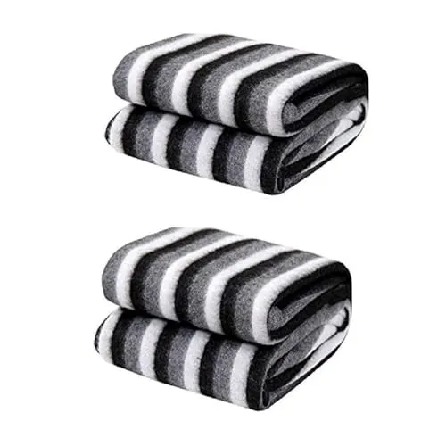 STARNSTYLE 300 TC All Season Light Weight Striped Polar Fleece Double Bed Donation Blanket (230 x 230 cm Pack of 1