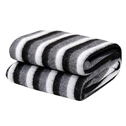 STARNSTYLE 300 TC All Season Light Weight Striped Polar Fleece Double Bed Donation Blanket (230 x 230 cm Pack of 1