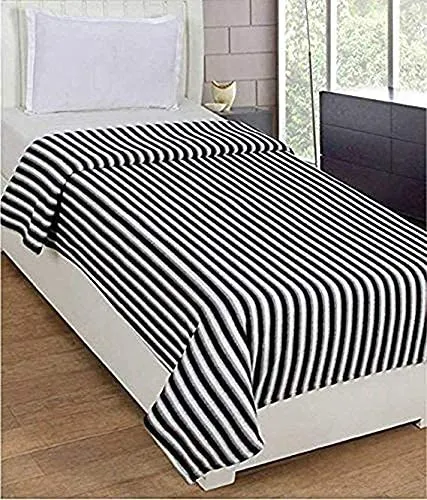 STARNSTYLE 300 TC All Season Light Weight Striped Polar Fleece Double Bed Donation Blanket (230 x 230 cm Pack of 1