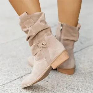 Suede Slouchy Ankle Boots
