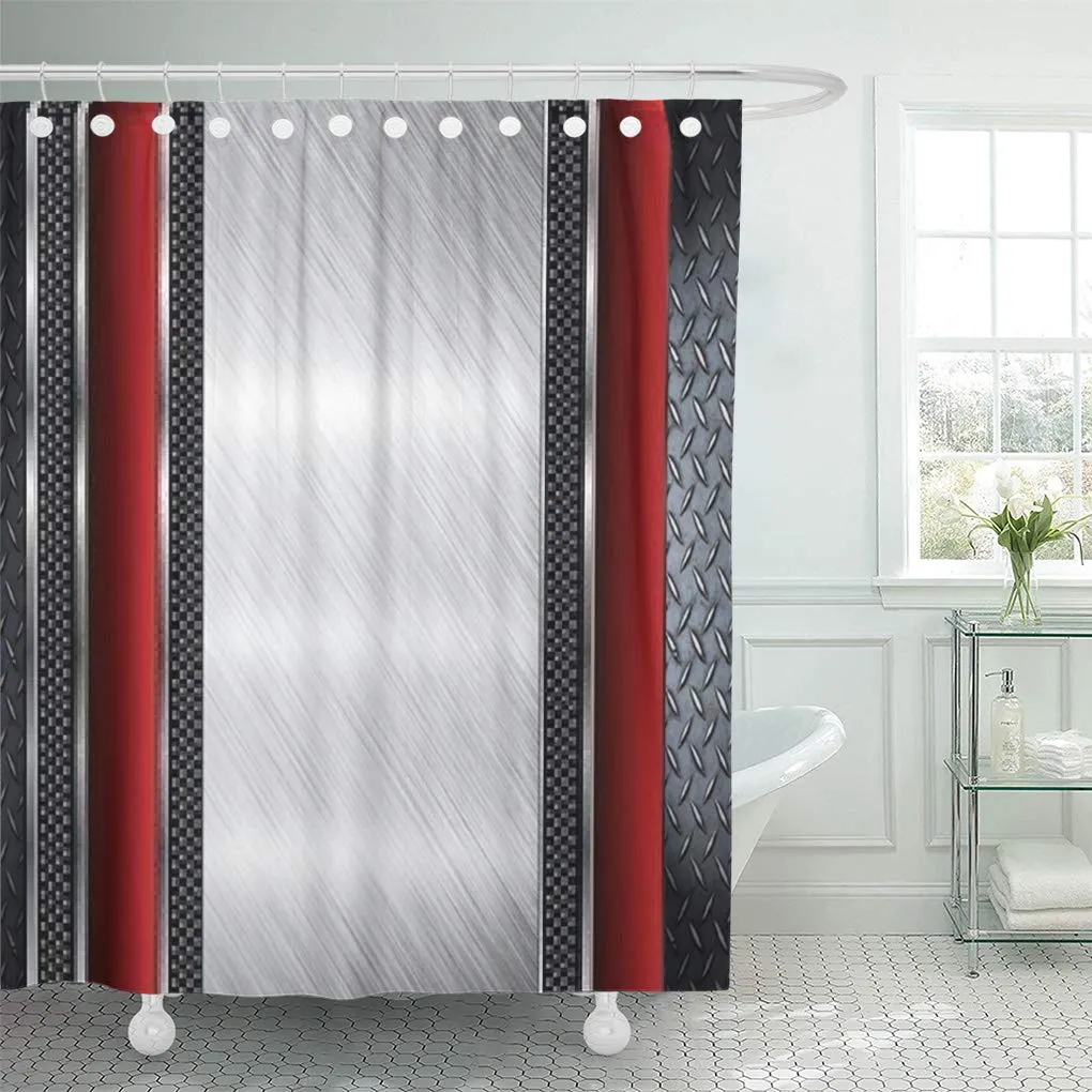 SUTTOM Silver Bling Gray Black Red Diamonds Gold Designs Novelty Shower Curtain 66x72 inch