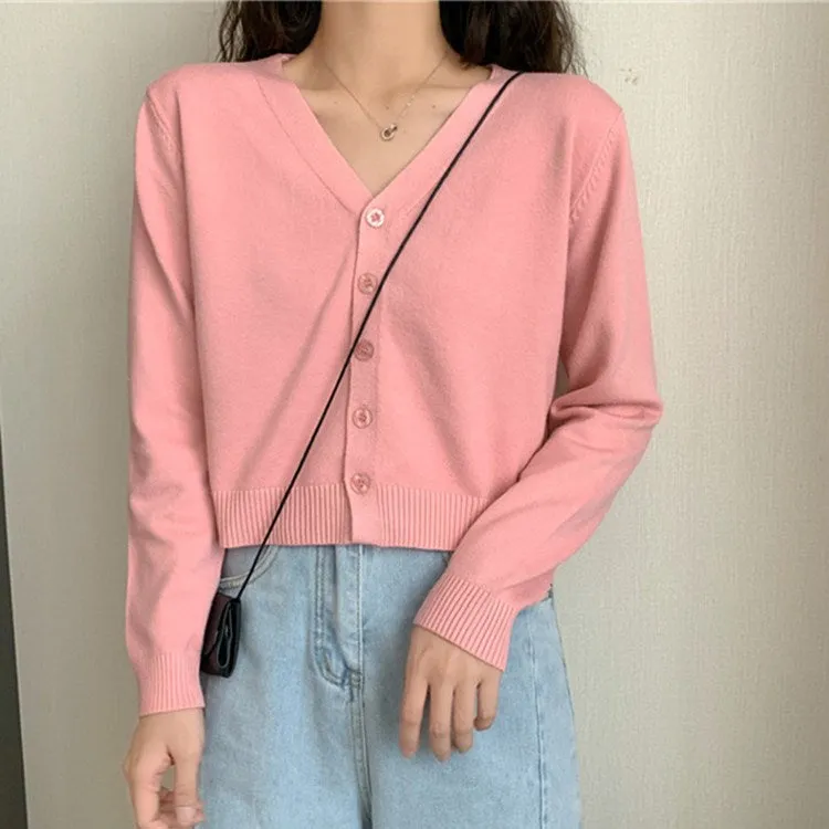 Trendy Elegant V-Neck Tops Matching Sweater Women Loose Casual Long Sleeved Lazy Outerwear