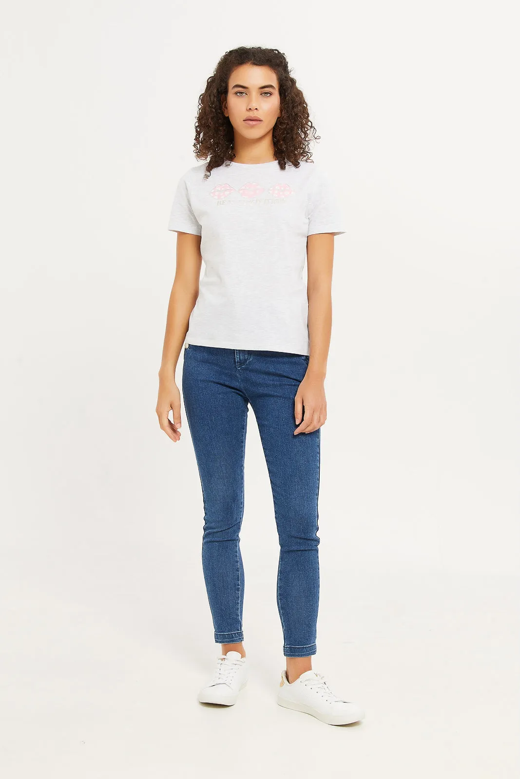 Women Navy Skinny Jeans With Button Detailing