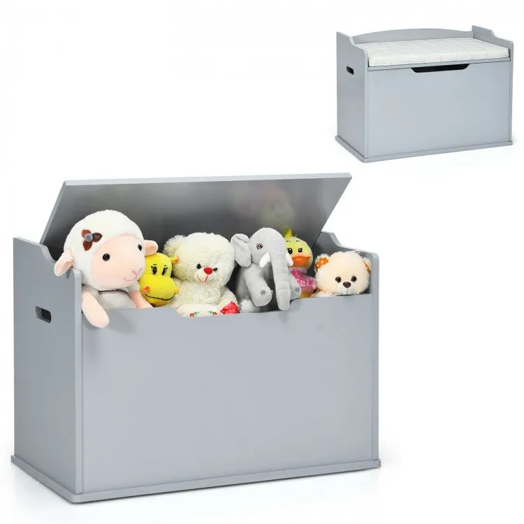 Wooden Toy Chest   Bench - Gray