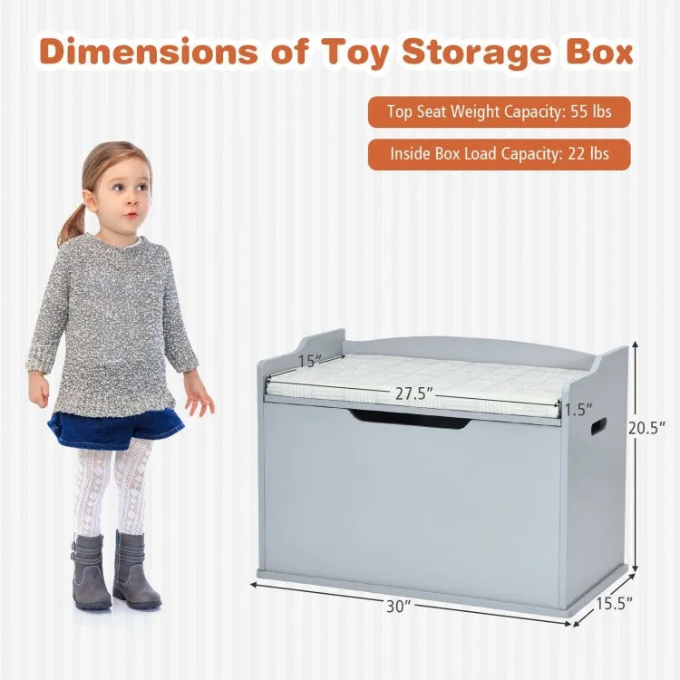 Wooden Toy Chest   Bench - Gray