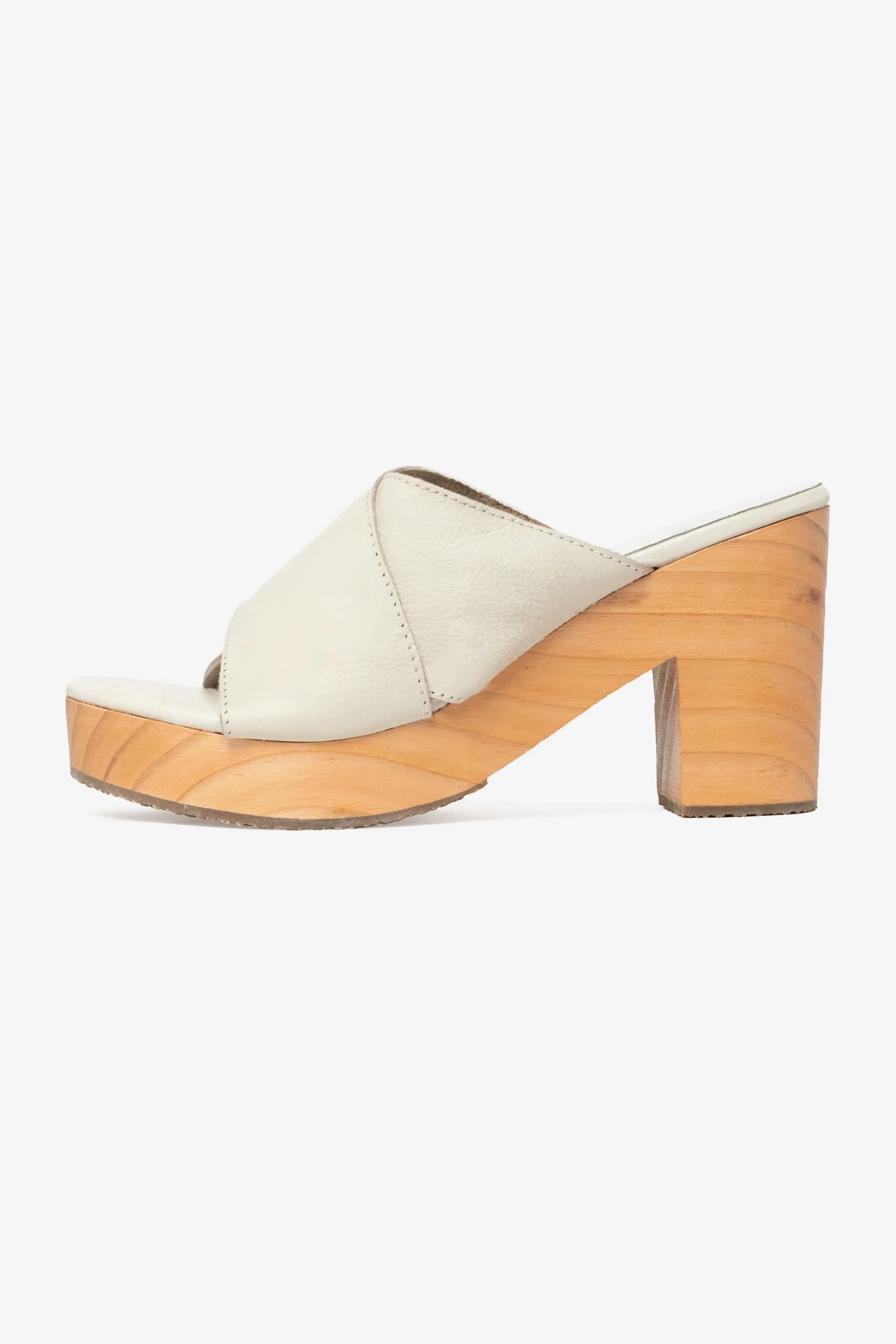 WOODSNDL03 - Crossover Mule Wooden Heel Sandal