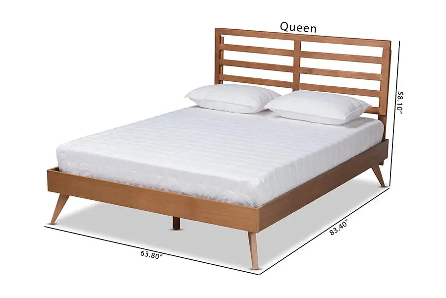Worcester Ash Walnut Finished Wood Platform Bed (Queen)